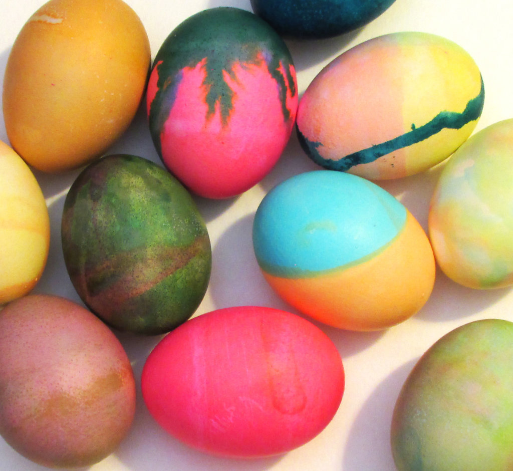 Group of colored Easter eggs photo