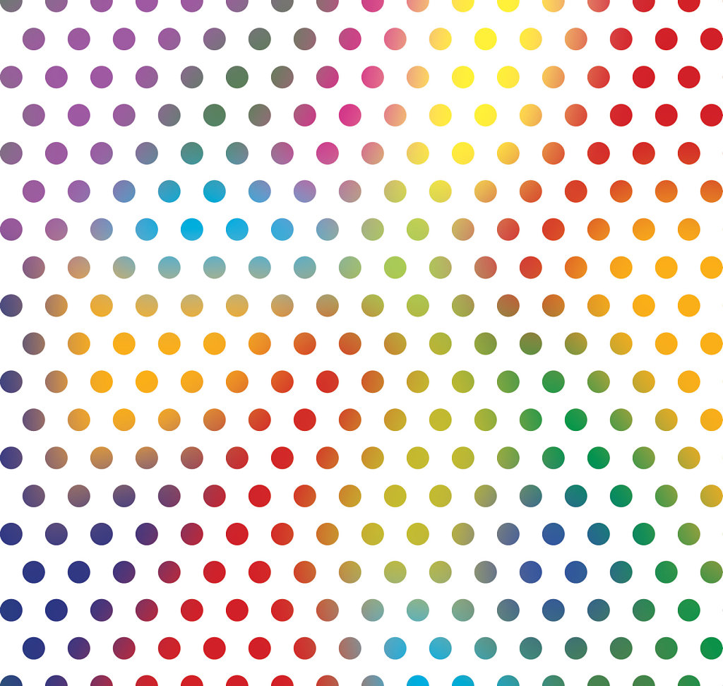 Colorful polka dot background in rainbow