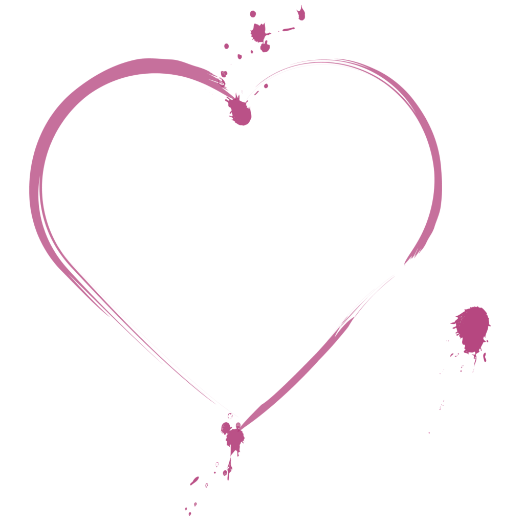 Pink splattered heart illustration on a transparent background