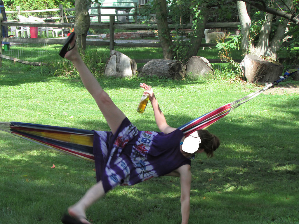 drunk girl falls out of hammock 
