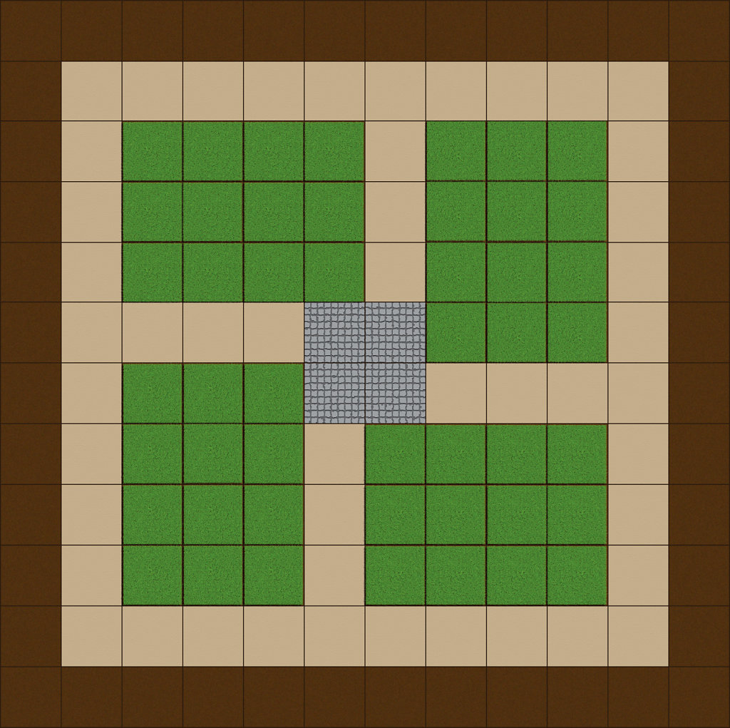 Starter board game with path and grass